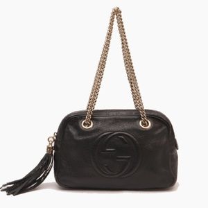 AUTHENTIC Gucci soho double chain black bag small